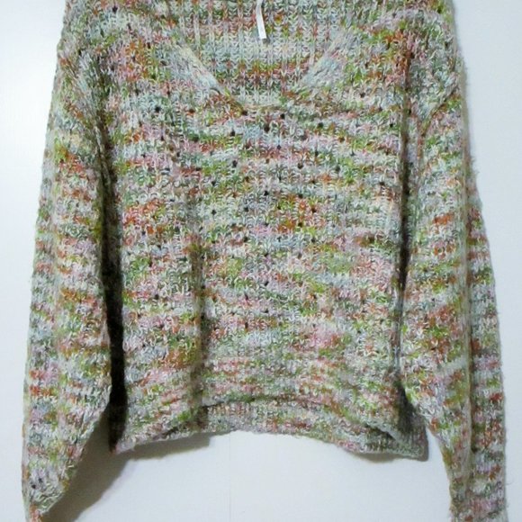 Free People Highland Oversized Sweater Neutral combo XSmall EUC $128 - Picture 6 of 6